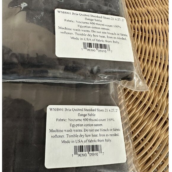 NEW Matouk x Williams Sonoma Bria Standard Shams (Set of 2)-Sable - Picture 3 of 4